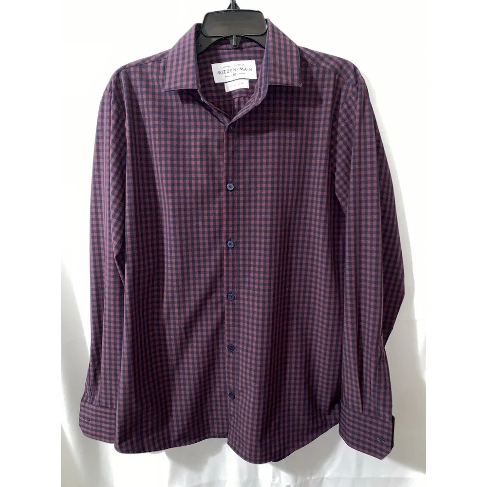 Mizzen + Main Leeward Shirt Mens Medium Trim Fit Long Sleeve‎ Made America